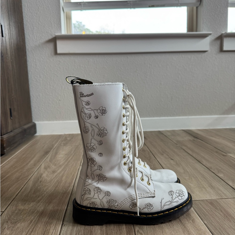 White Floral Doc Marten Boots